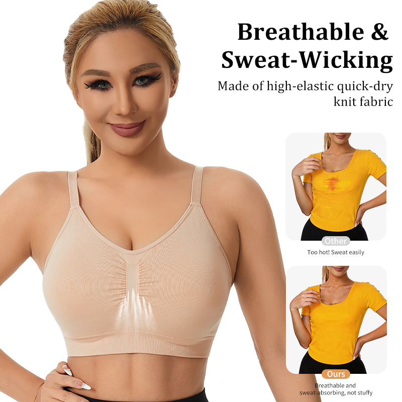Bralette Wireless Soft - บราสปอร์ตไร้สายสำหรับผู้หญิง บราออกกำลังกายแบบมีฟองน้ำถอดได้ บราเต็มตัวแบบดันทรง บราไร้ตะเข็บสำหรับโยคะและฟิตเนส