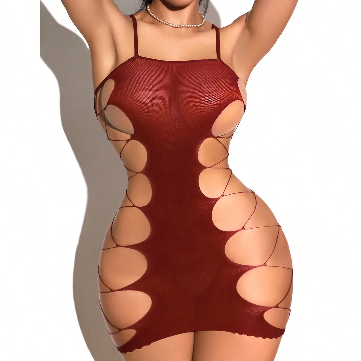 Bodystocking Fishnet - ชุดบอดี้สูทแฟชั่นใหม่สำหรับผู้หญิง ชุดชั้นในตาข่าย ชุดเดรสตาข่าย ชุดนอนซีทรู ชุดบอดี้สูทเว้าแหวก ชุดนอนเซ็กซี่