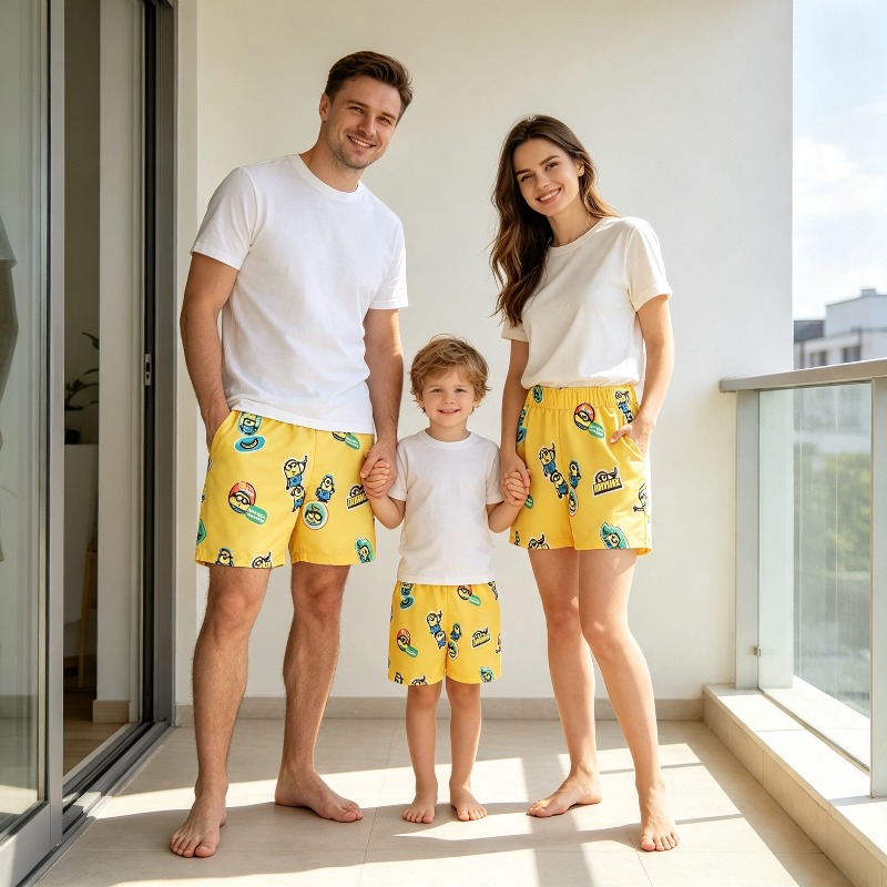 Boyshort Underwear - กางเกงว่ายน้ำพิมพ์ลายมินเนี่ยนสำหรับเด็กผู้ชาย แห้งเร็ว เอวยางยืด กางเกงชายหาด กางเกงว่ายน้ำลายการ์ตูนสำหรับเด็ก ชุดว่ายน้ำสำหรับเล่นน้ำทะเล