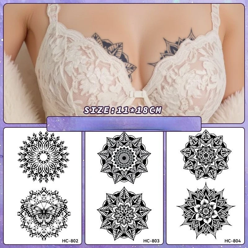 Nipple Cover Pasties - สติกเกอร์รอยสักชั่วคราวลายดอกดาทูรา น้ำสมุนไพรสำหรับติดหน้าอก กันน้ำ กันเหงื่อ ปกปิดหัวนม ติดทนนาน