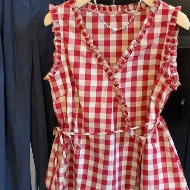 เสื้อกั๊กแขนกุดลายสก๊อตสีแดงสไ - Corset Waist Cinch บทวิจารณ์และราคา