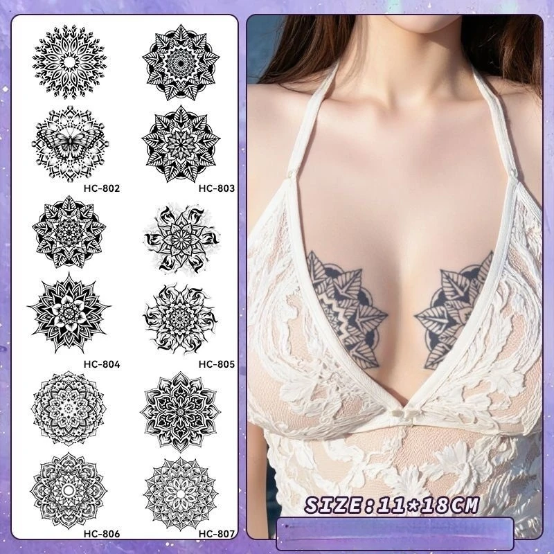 สติกเกอร์รอยสักชั่วคราวลายดอกด - Nipple Cover Pasties บทวิจารณ์และราคา